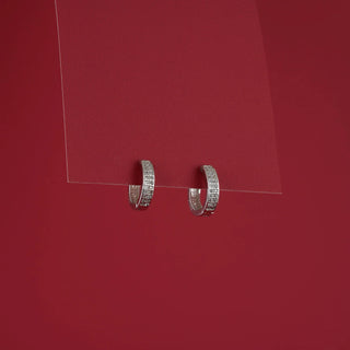 Silver Double‑Row Micro Pave Hoops