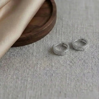 Silver Double‑Row Micro Pave Hoops