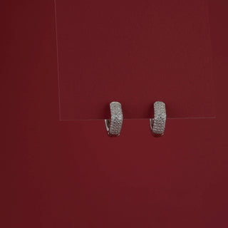 Silver Pave Curved Hoops
