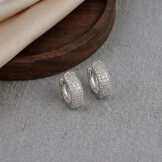 Silver Pave Curved Hoops