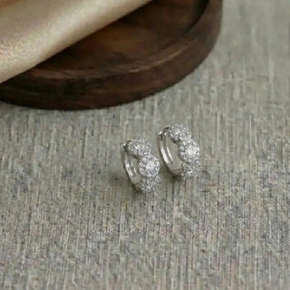 925 Sterling Silver Floral Cluster Hoop Earrings Close-up – Keyona Jewellery