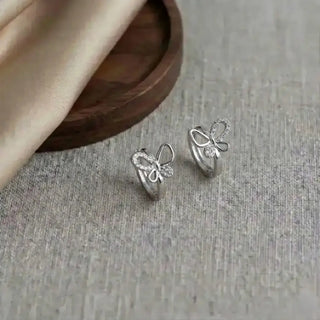 925 Sterling Silver Butterfly Hoop Earrings Close-up – Keyona Jewellery