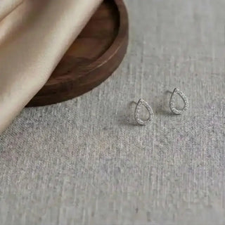 Pave Open Teardrop Stud Earrings