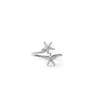 Buy blossom cluster adjustable ring online in 925 sterling silver – floral sparkle ring for women by Keyona Jewellery