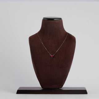 Ruby Heart Solitaire Silver Pendant worn around neck – Shop Online at Keyona Jewellery