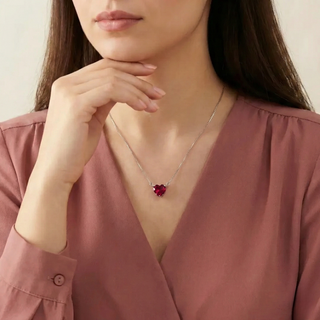 Buy Silver Ruby Heart Solitaire Pendant Online – Keyona Jewellery