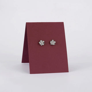Silver Pearl Flower Stud Earrings