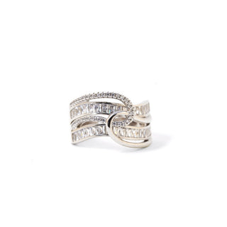Twin row baguette ring with sleek design – stylish silver jewellery