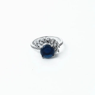 Midnight Sapphire Three‑Stone Ring