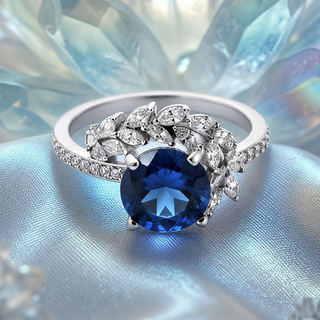 Midnight Sapphire Three‑Stone Ring