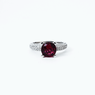 Crimson Halo Solitaire Ring