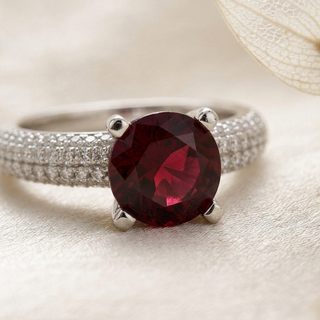 Crimson Halo Solitaire Ring