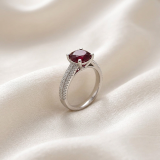 Crimson Halo Solitaire Ring