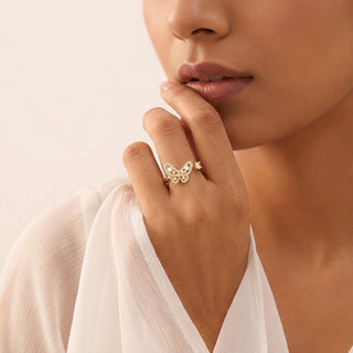 Twin Bar Open Band Silver Ring worn on finger – Shop Online at Keyona Jewellery