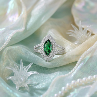 Emerald Crown Half-Eternity Ring