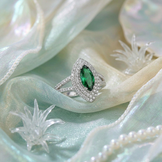 Emerald Crown Half-Eternity Ring