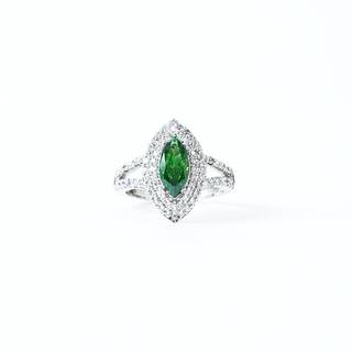 Emerald Crown Half-Eternity Ring