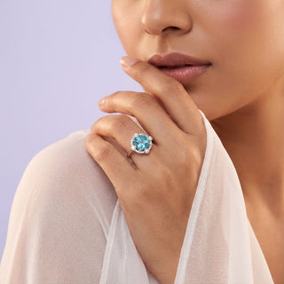 Sky Halo Cocktail Ring in 925 Sterling Silver by Keyona Jewellery