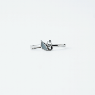 Duckling White Iridescent Fan Shell Ring