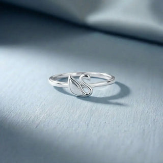 Duckling White Iridescent Fan Shell Ring