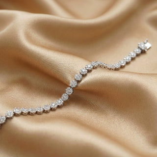 Silver Floral CZ Tennis Bracelet