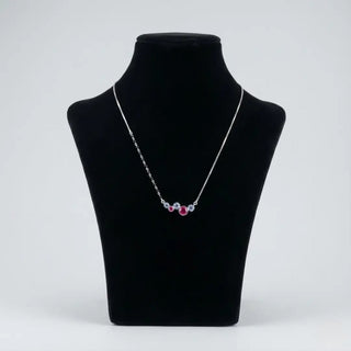 Silver Ruby‑CZ Bubble Mangalsutra
