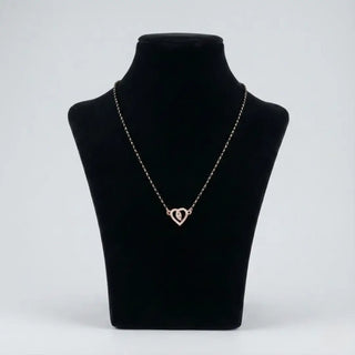 925 Sterling Silver Rose Gold Double Heart Mangalsutra with Sparkling Accents – Keyona Jewellery