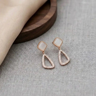 Gold Open Teardrop CZ Stud Earrings
