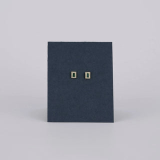 Emerald Bar Frame Stud Earrings