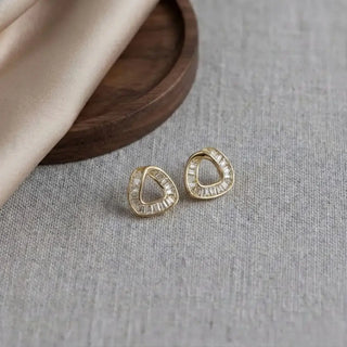 Geo Baguette Triangle Stud Earrings