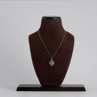 Pink Princess Floral Halo Silver Pendant worn around neck – Shop Online at Keyona Jewellery