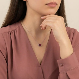Buy Silver Ruby Halo Solitaire Pendant Online – Keyona Jewellery