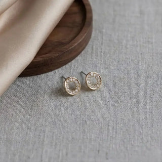 Rose Arc Pavé Stud Earrings