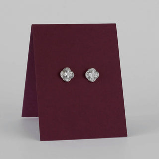 Silver Marquise Halo Stud Earrings