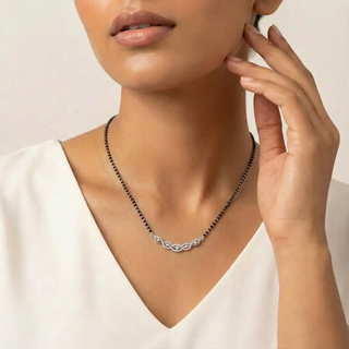 Silver marquise link mangalsutra in 925 sterling silver – Keyona Jewellery online