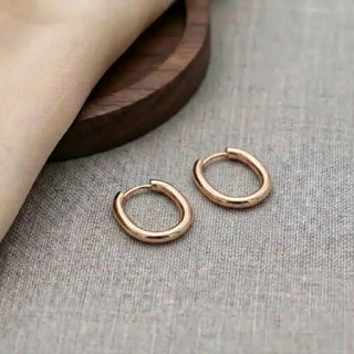 Rose Gold Plain Oval Hoops