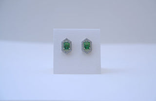 Emerald Halo Statement Stud Earrings