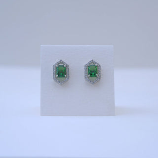 Emerald Halo Statement Stud Earrings