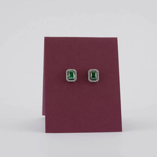 Emerald Radiance Halo Stud Earrings