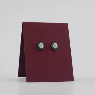 Emerald Halo Sparkle Stud Earrings