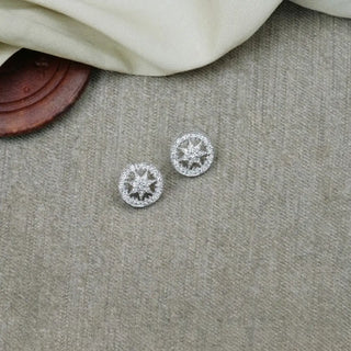 Sparkling Halo Disc Stud Earrings