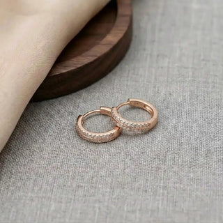 Rose Gold Pink Pave U‑Hoops