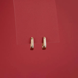 Rose Gold Three‑Stone Bar Hoops