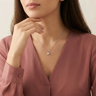 Buy Silver Emerald Cut Solitaire Pendant Online – Keyona Jewellery