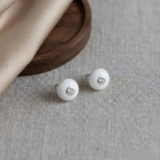 Silver Disc Solitaire Stud Earrings