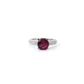 Crimson Halo Solitaire Ring