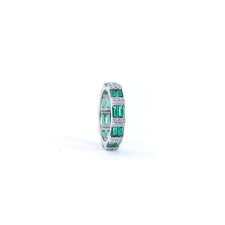 Buy emerald baguette eternity band online in 925 sterling silver – elegant stackable ring for women by Keyona Jewellery