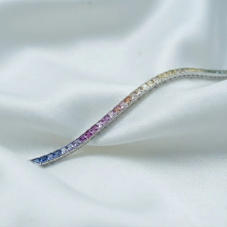 Silver Rainbow Bar Tennis Bracelet