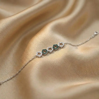 Silver Clover Link Bracelet