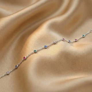 Rainbow Bezel Station Bracelet